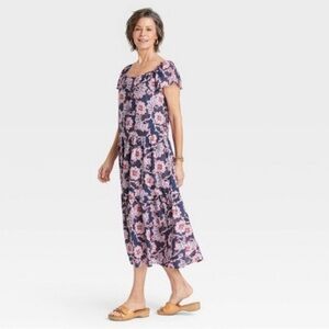 Knox Rose Floral Flutter Sleeve Dress NWT